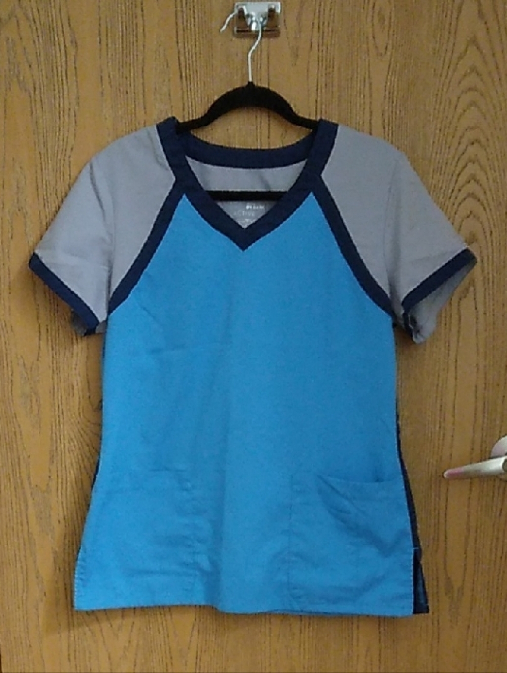 Grey's Anatomy By Barco Blue And Gray Scrub Top